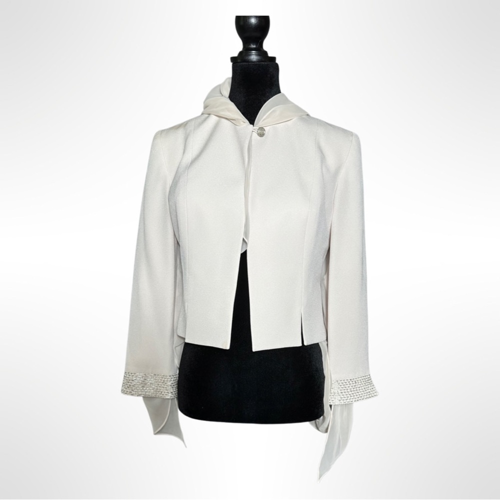 Vintage Retro 1 Rhinestone Button Cape Blouse Jacket Cover w/ Scarf Size 4P